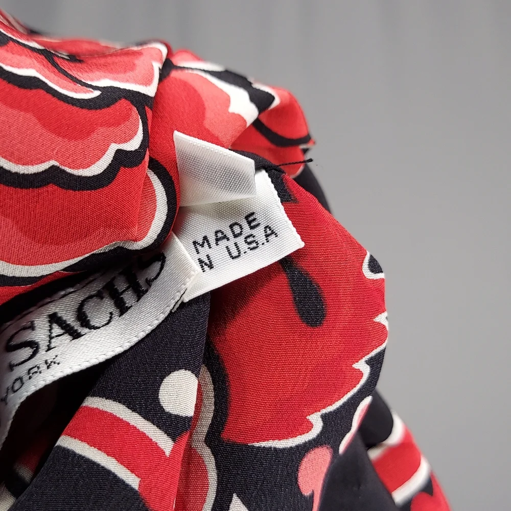 Gloria Sachs Midi Skirt 8 Dark Floral Red Trellis Designer‎ 80s Vtg Whimsy Prep